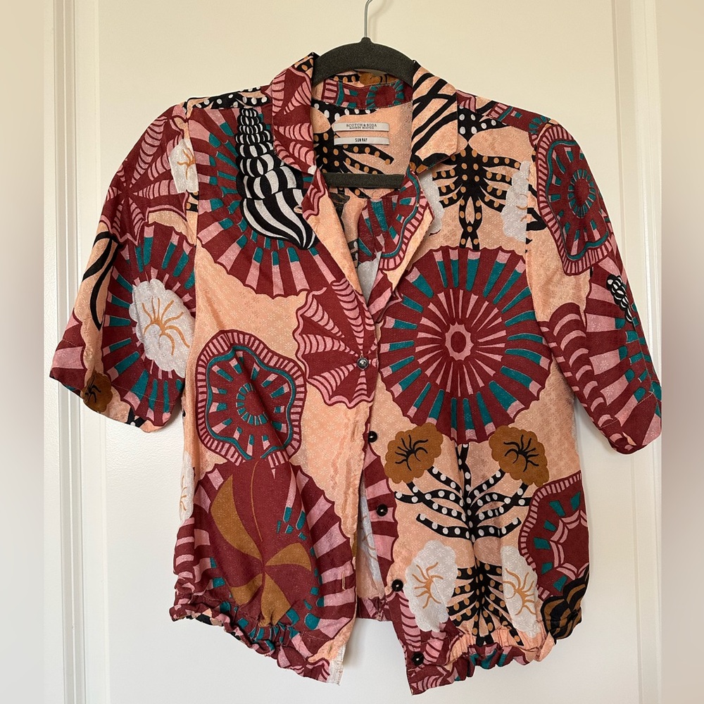 Scotch & Soda Multicolor Floral Print Blouse (Peach, Burgundy, Teal)